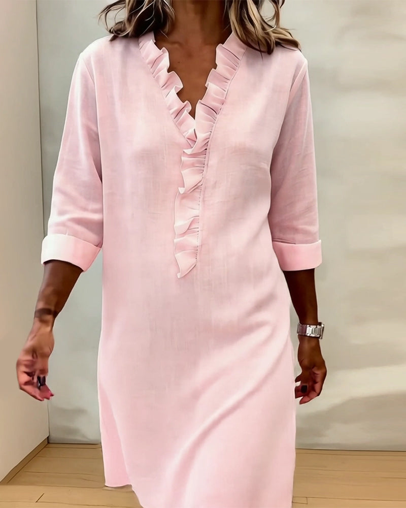 Asia | Vestido Elegante con Volantes – Corte Suelto y Estilo Femenino