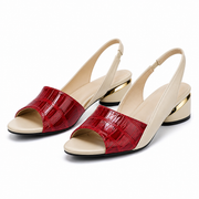 Jimena | Sandalias Tacón Bajo Cocodrilo