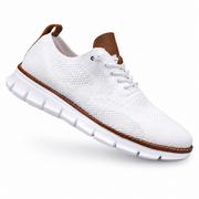 Leon | Zapatillas Malla Beige Suela Blanca