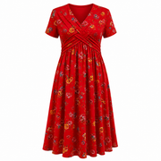 Ingrid | Vestido Rojo Escote Cruzado