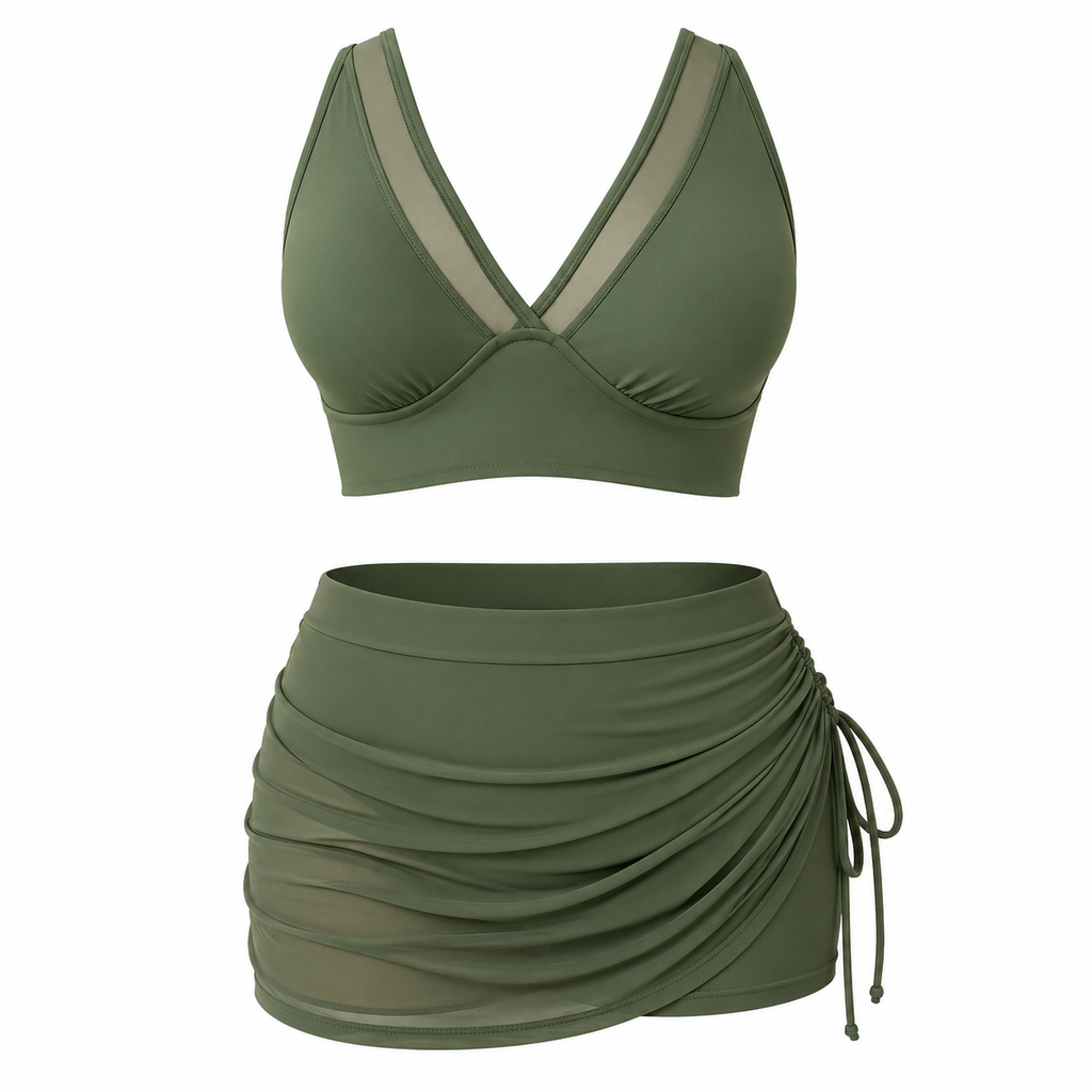 Alma | Bikini de Cintura alta, detalles de malla y efecto moldeador para un look veraniego perfecto