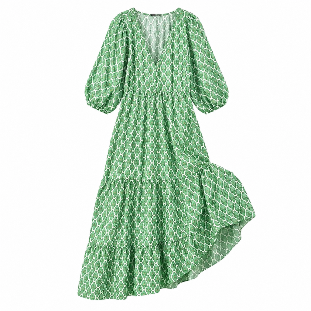 Bella | Vestido Midi para Mujer con Estampado Geométrico