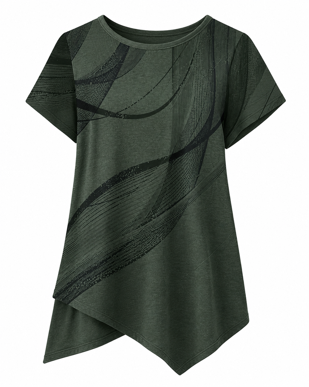 Luciana | Camiseta de manga corta con bajo asimétrico