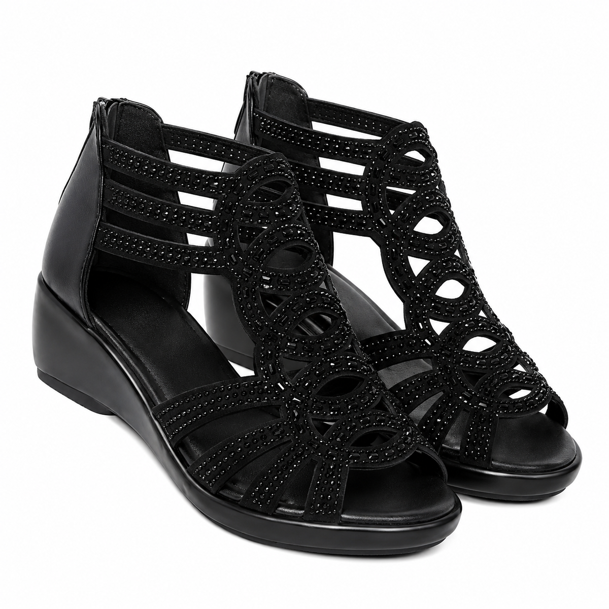 Riley | Sandalias de Cuña Pedrería