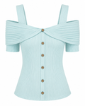 Candas | Blusa de Punto Acanalado con Hombros Descubiertos