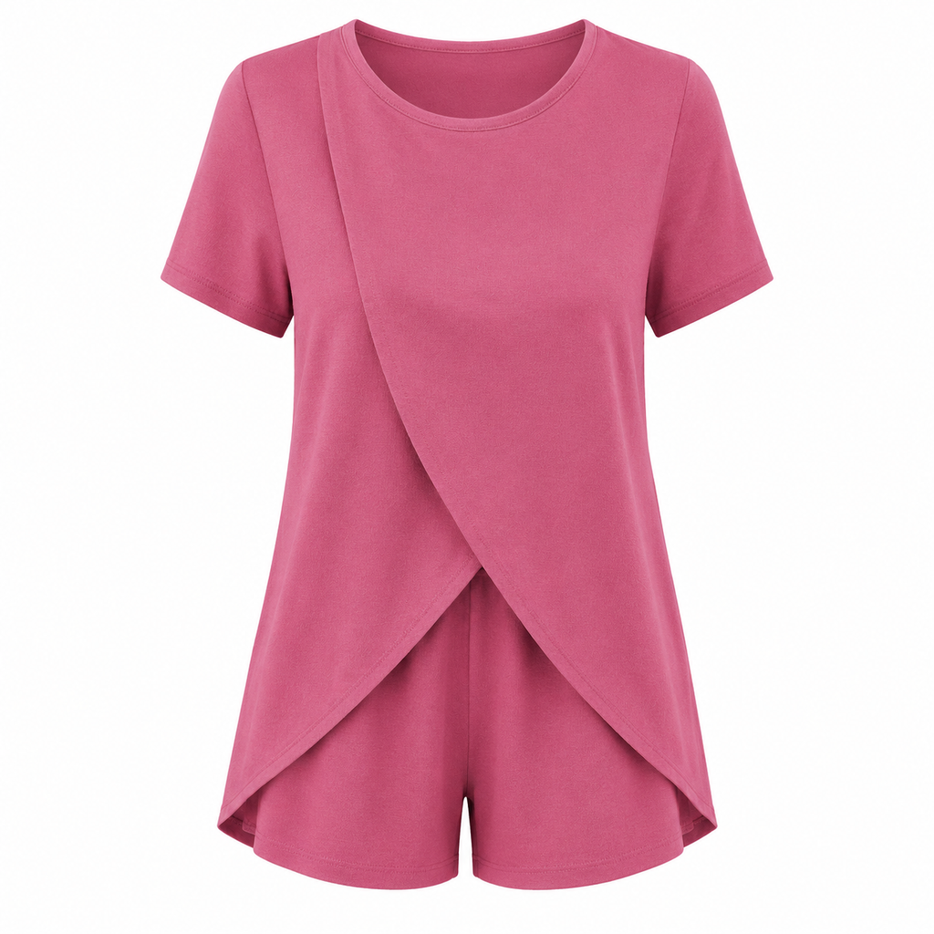 Nuria | Conjunto de mujer con top asimétrico y pantalones cortos