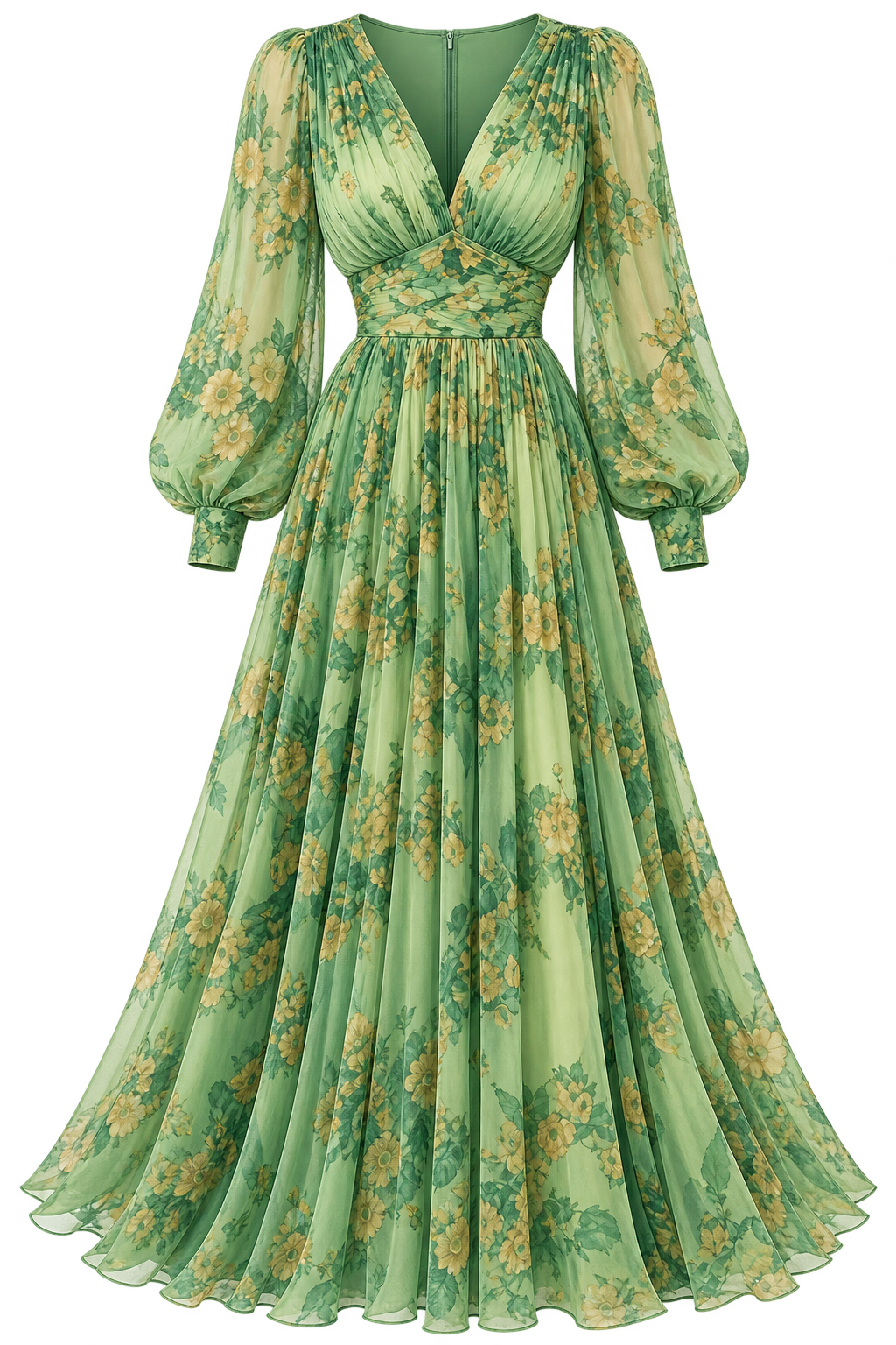 Yuna | Vestido Verde Elegante de Mujer