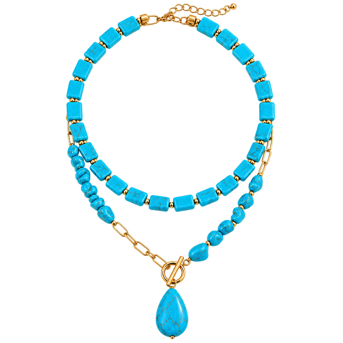 Mia | Collar Doble Piedra Turquesa