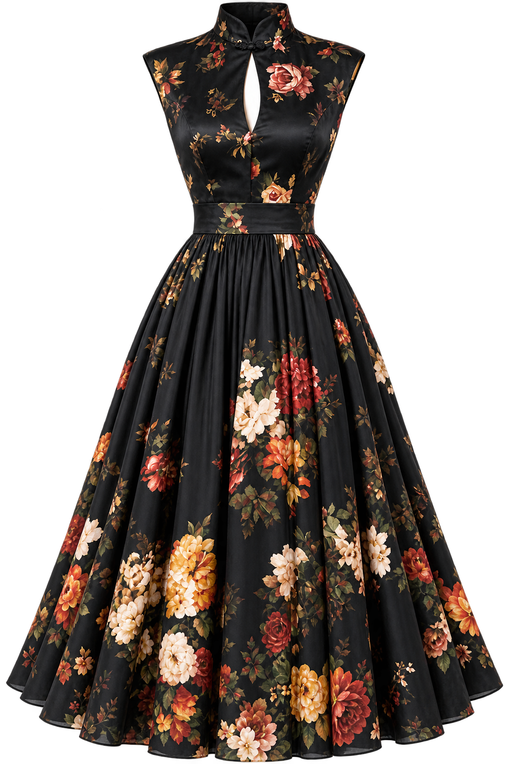 Zoya | Vestido Midi Floral Cuello Alto