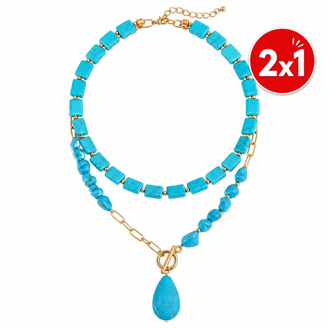 Mia | Collar Doble con Piedra Turquesa