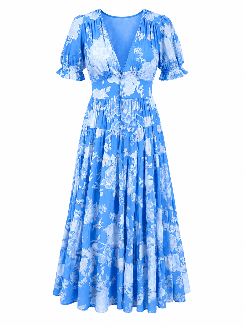 Minelda |  elegante vestido de flores con cuello en V y bolsillos