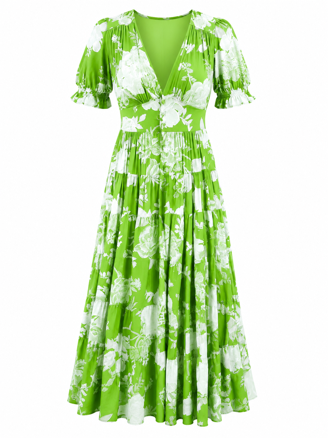Minelda |  elegante vestido de flores con cuello en V y bolsillos