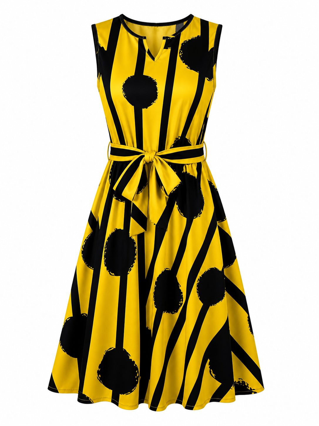 Doris | Vestido Amarillo con Cinturón Ajustable – Estilo llamativo sin perder comodidad
