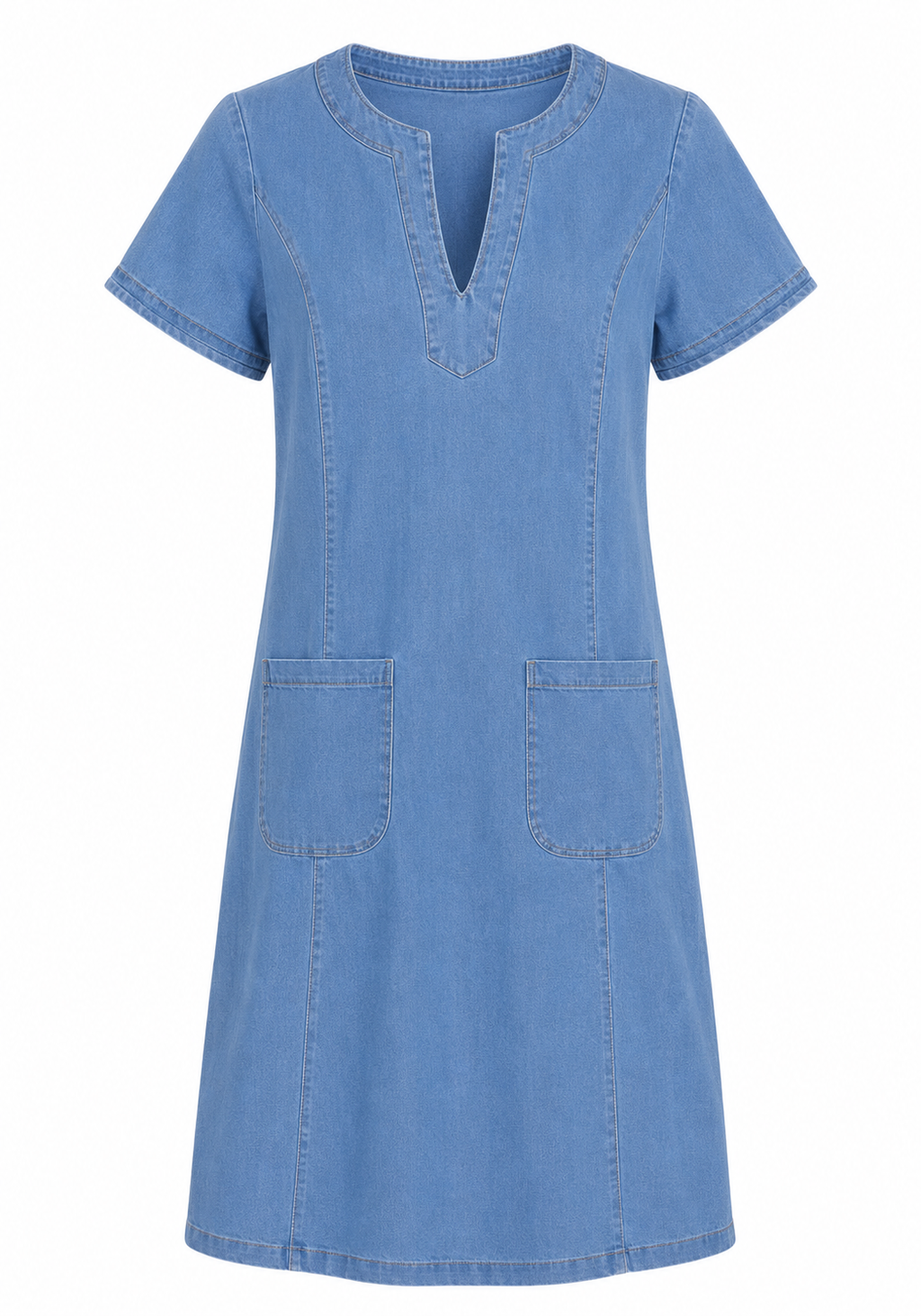 Liz | Vestido holgado de corte recto con bolsillo y escote en V pequeño