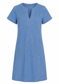 Liz | Vestido holgado de corte recto con bolsillo y escote en V pequeño