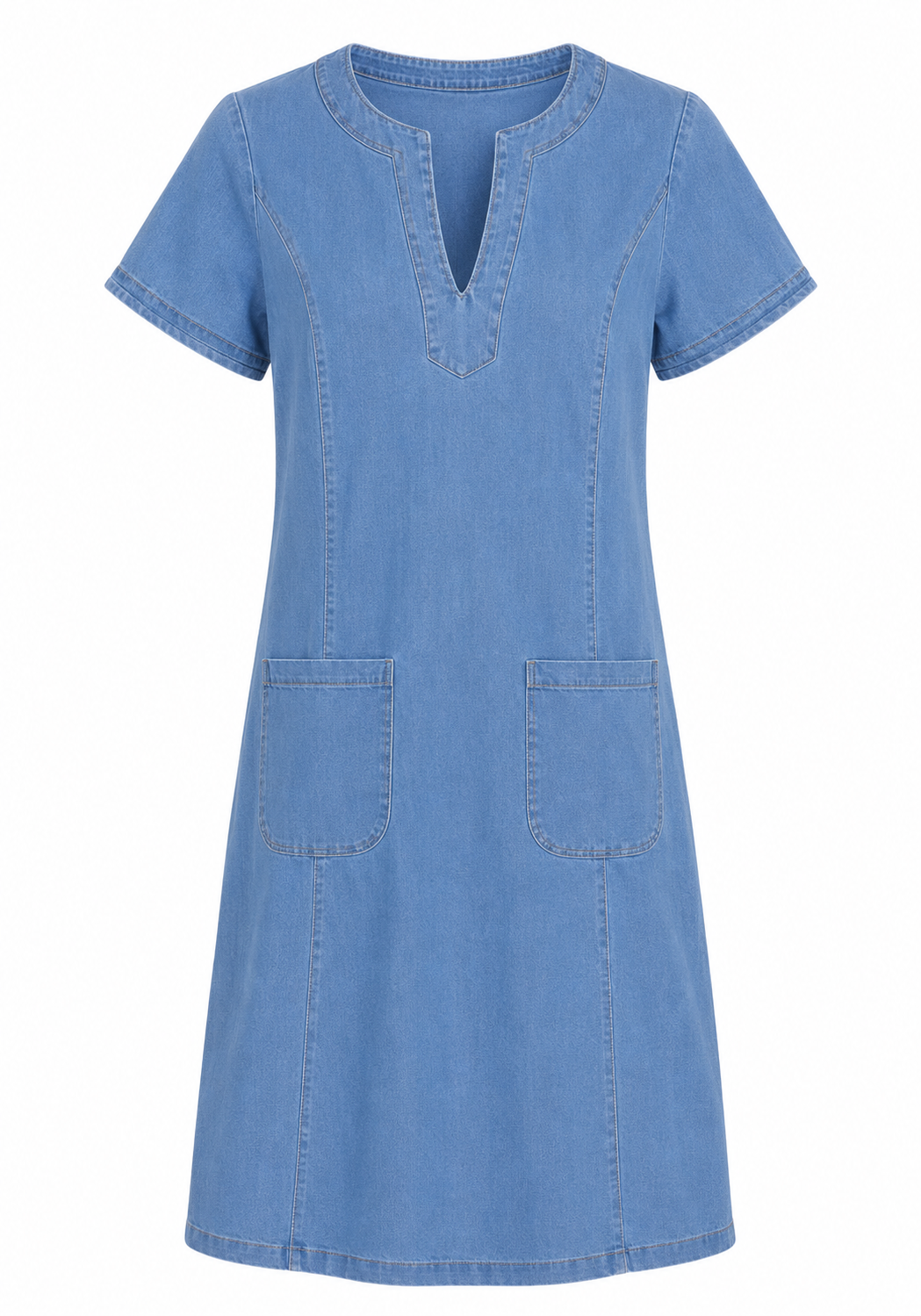 Liz | Vestido holgado de corte recto con bolsillo y escote en V pequeño