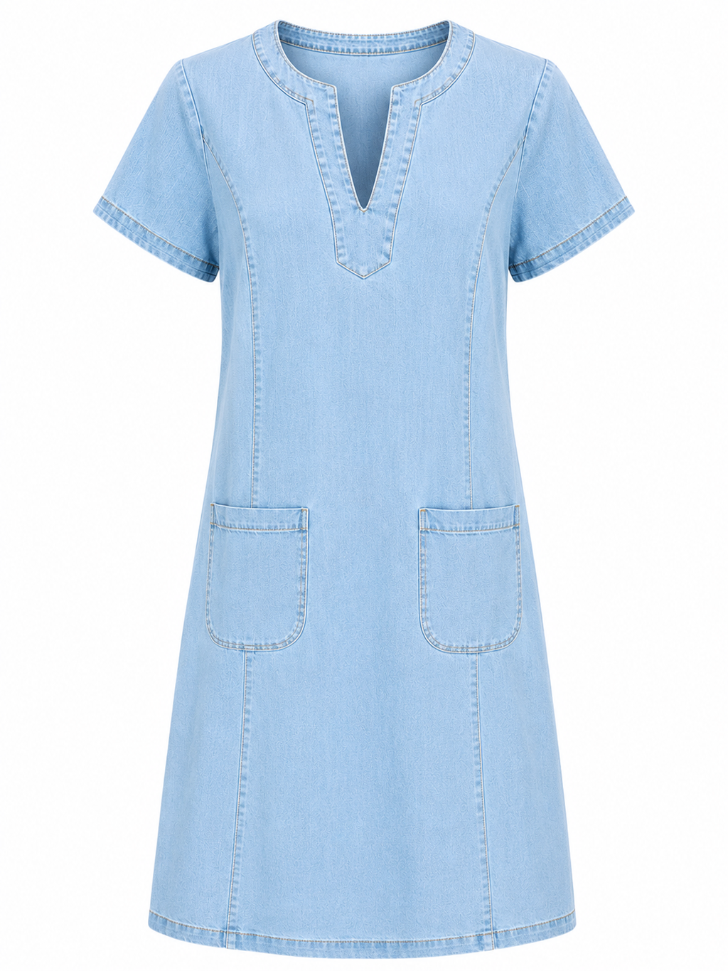 Liz | Vestido holgado de corte recto con bolsillo y escote en V pequeño
