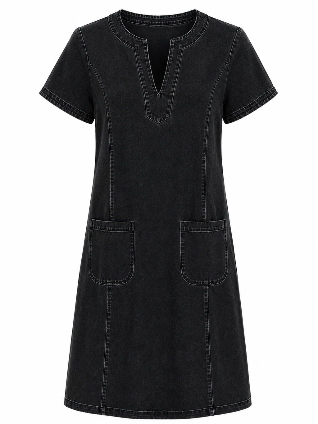 Liz | Vestido holgado de corte recto con bolsillo y escote en V pequeño