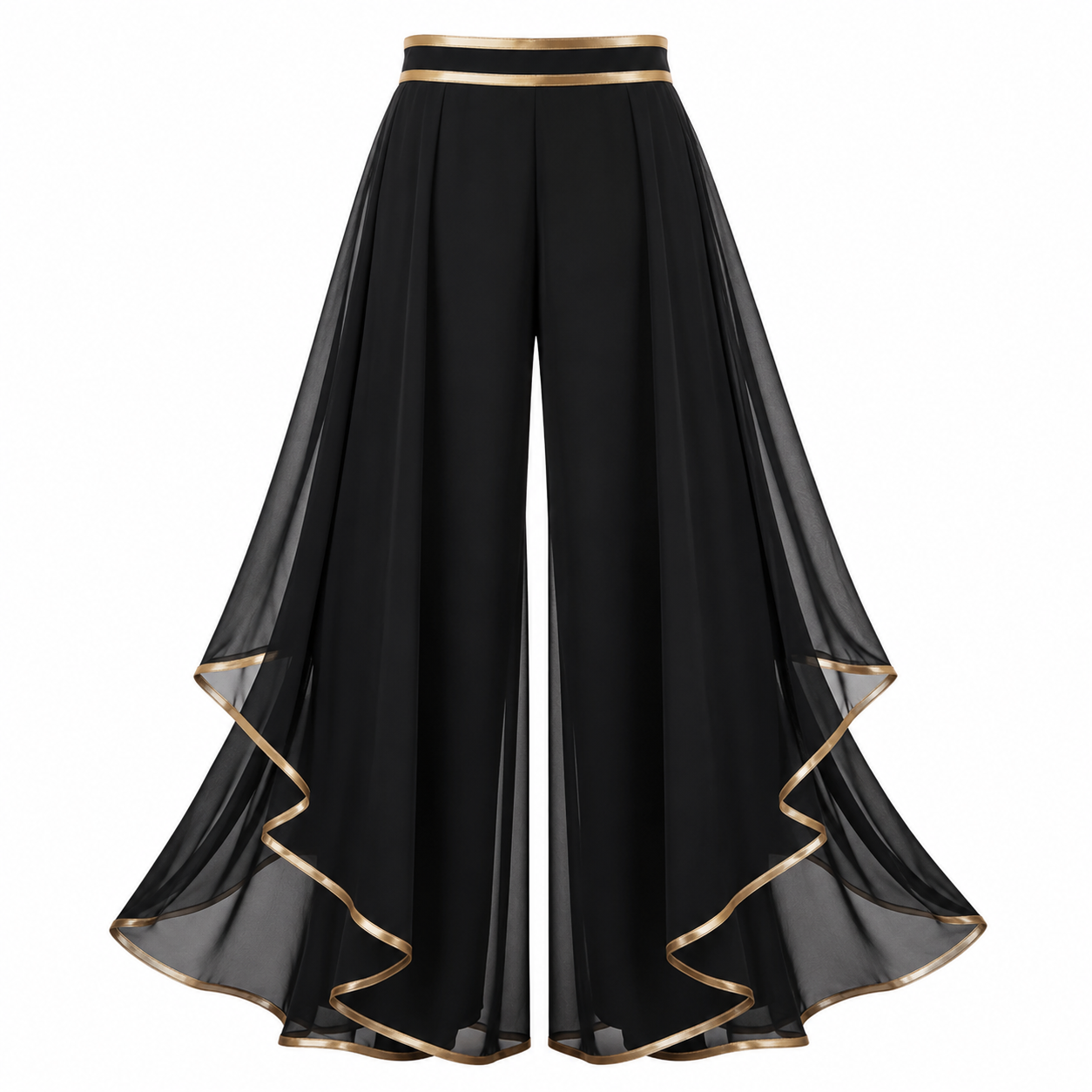 Samira | Elegantes pantalones holgados de talle ancho con adornos dorados