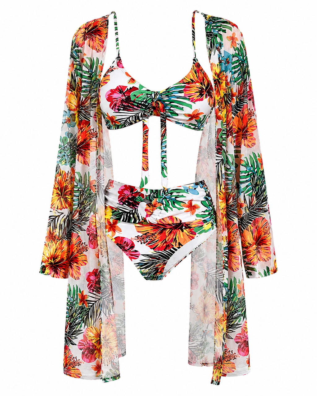 Luisa | Conjunto de Bikini de Tres Piezas con Kimono