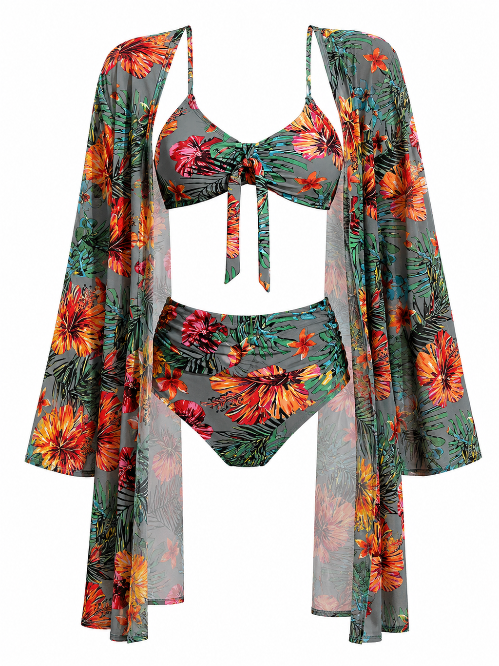 Luisa | Conjunto de Bikini de Tres Piezas con Kimono