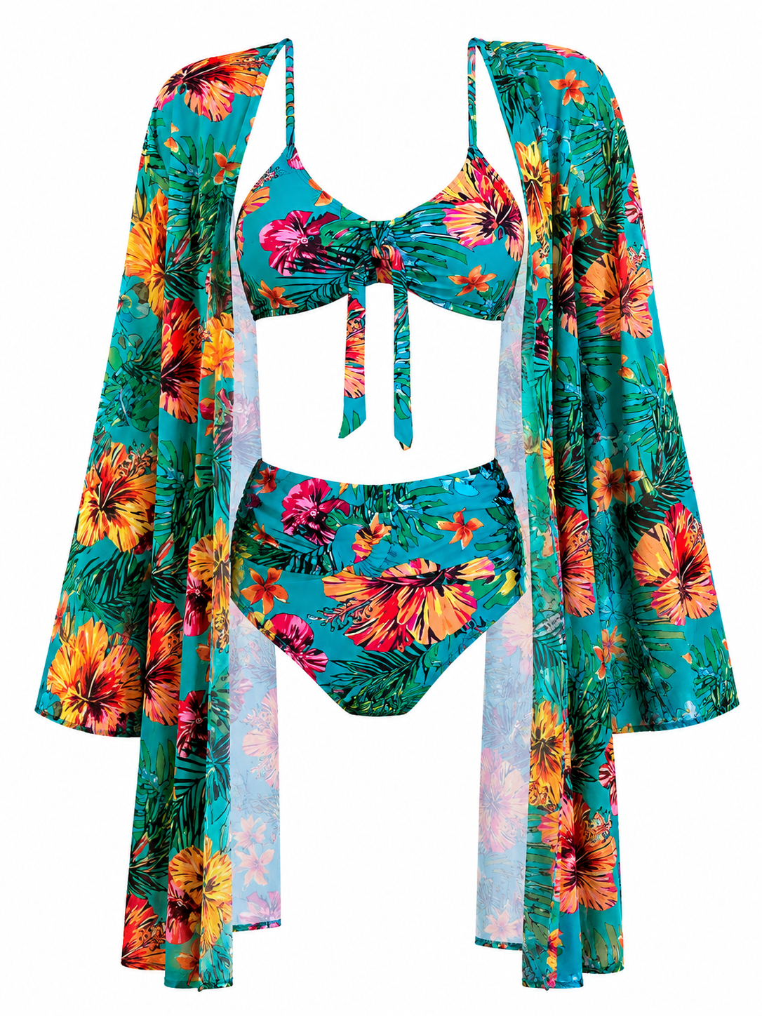 Luisa | Conjunto de Bikini de Tres Piezas con Kimono