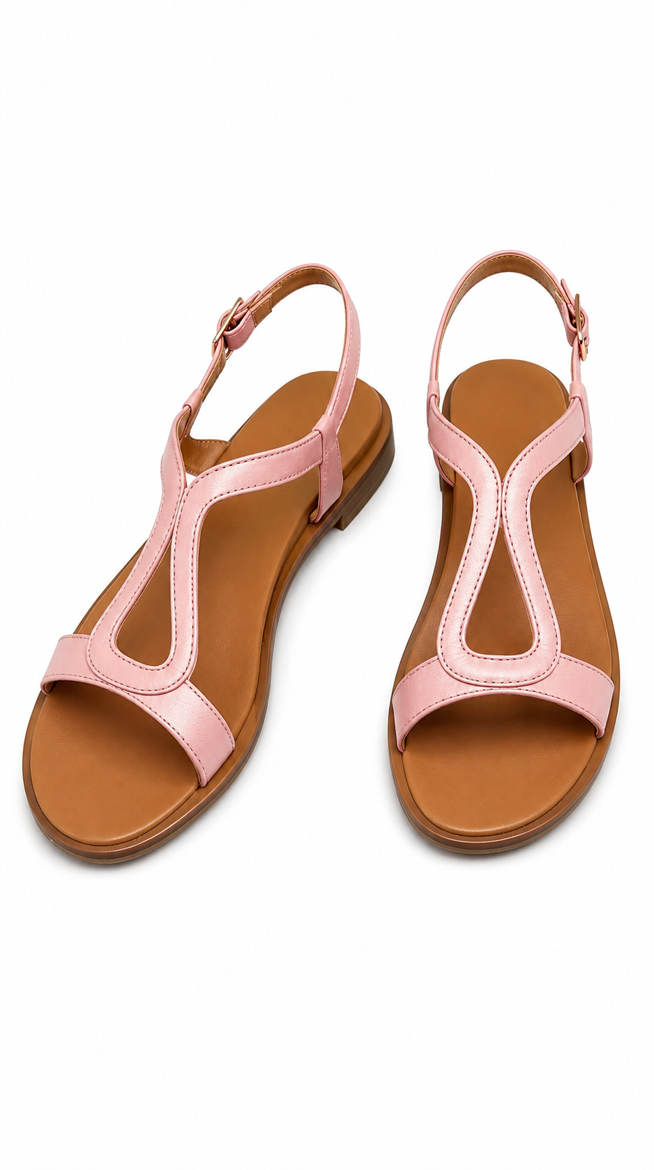Mariluz | Sandalias Planas para Mujer con Diseño en T y Acabado Metálico