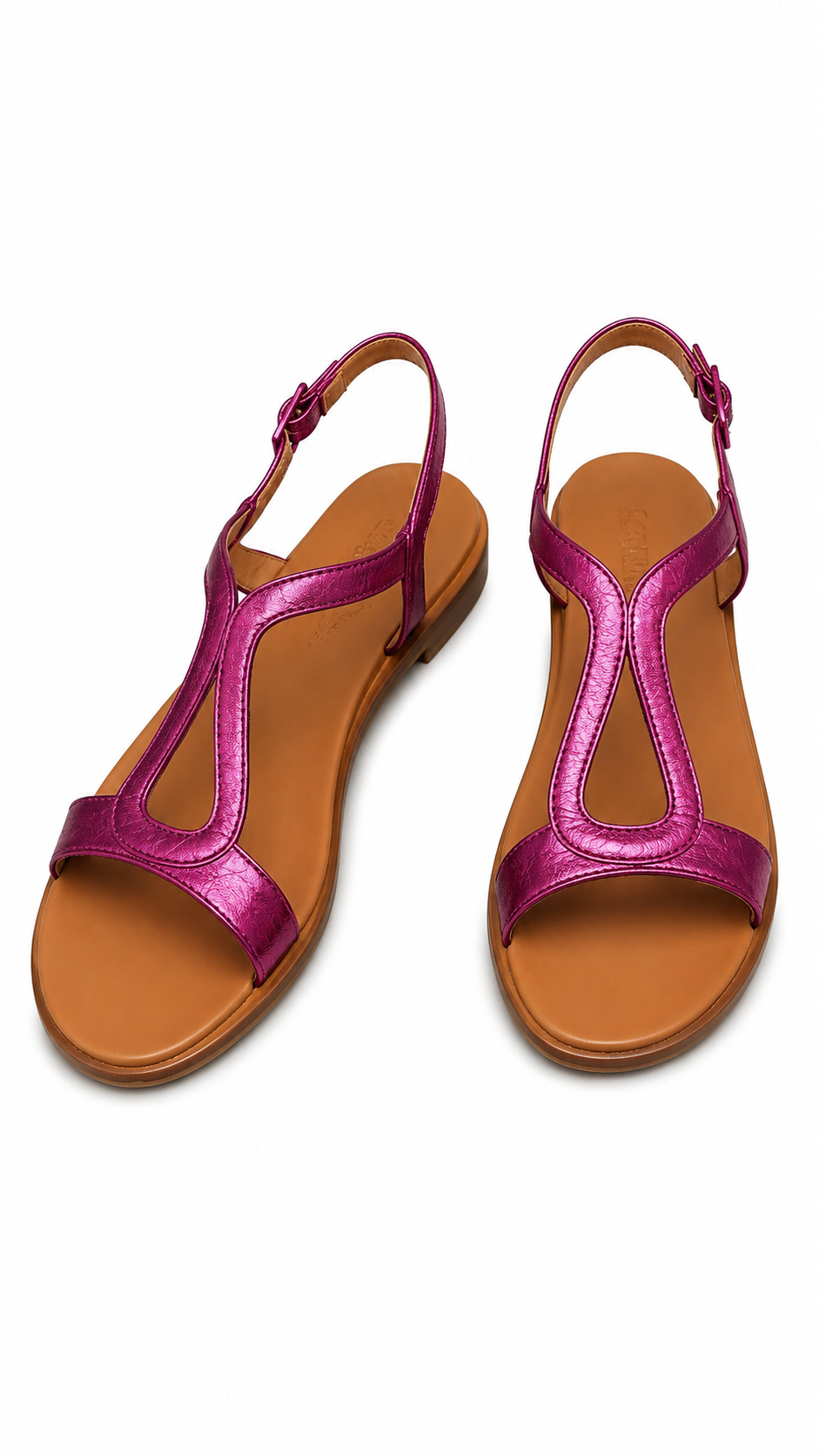 Mariluz | Sandalias Planas para Mujer con Diseño en T y Acabado Metálico