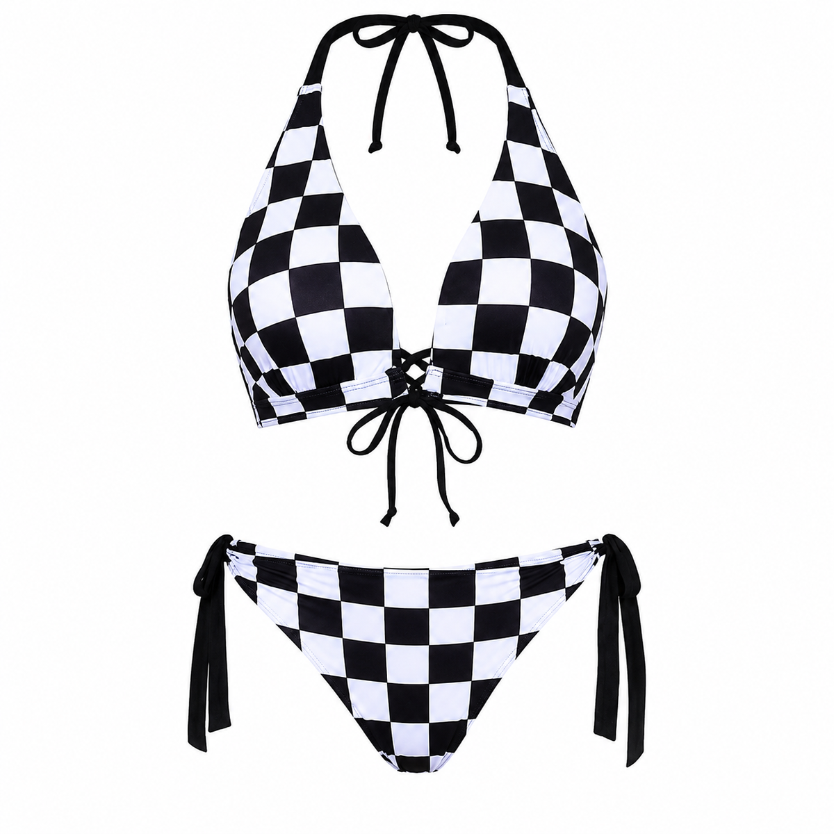 Coral | Bikini Triangular Cuadros