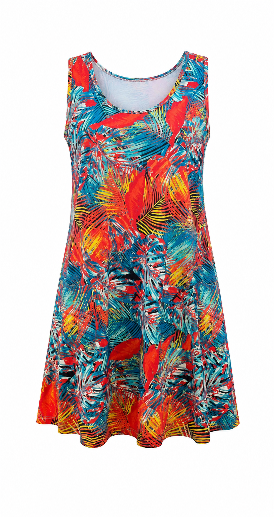 Elcy | Vestido Sin Mangas con Estampado Tropical