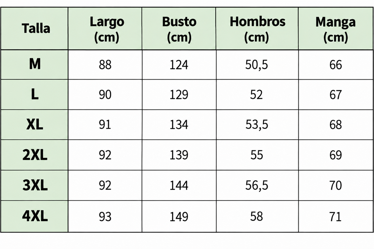 Jesús Chamarra Vintage de Algodón size chart