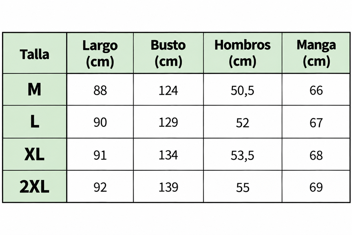Lucas | Chamarra con Capucha size chart