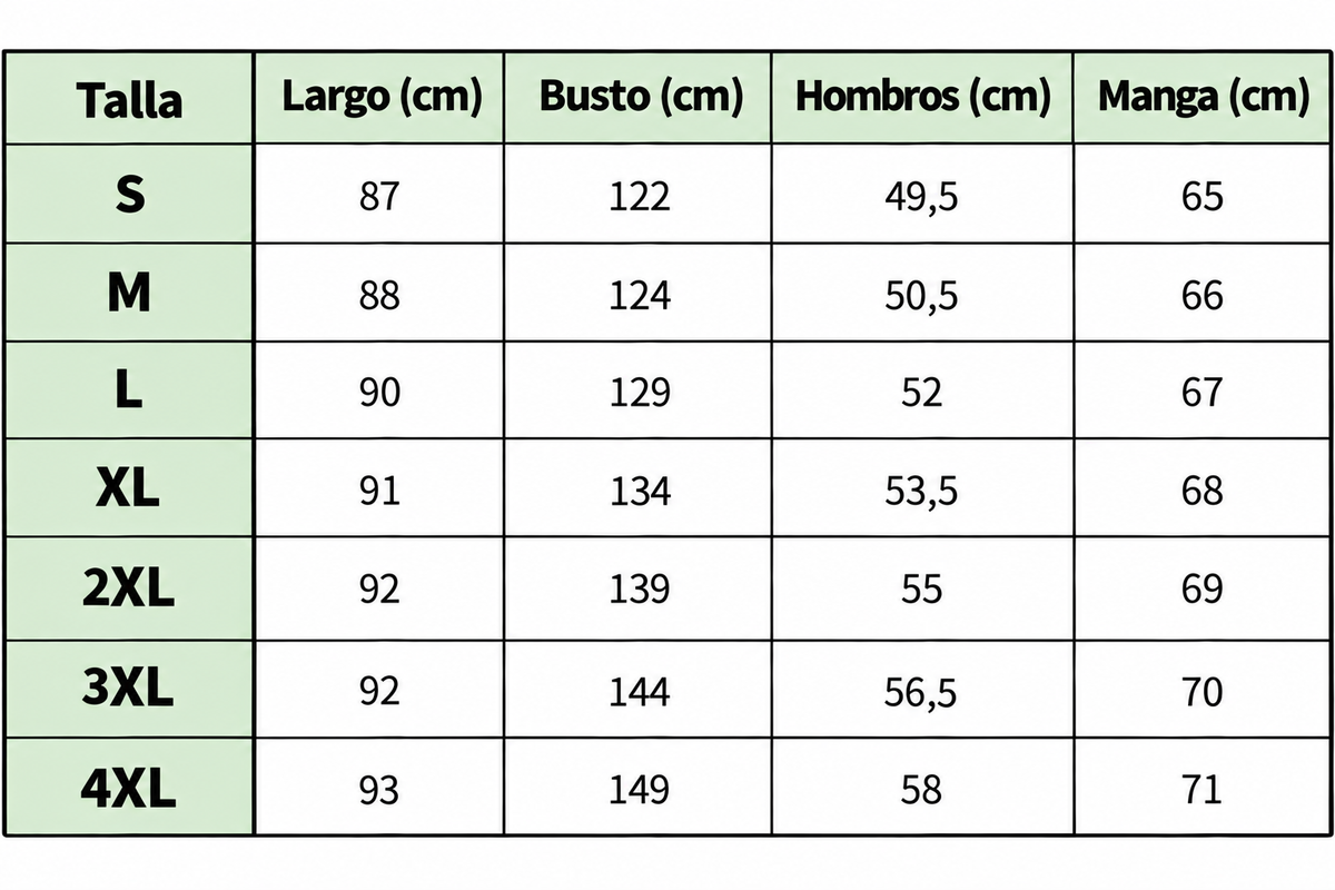 Tom | Chamarra Harrington Forro Tartán size chart