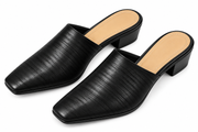 Tiana | Mules de Piel Punta Cuadrada
