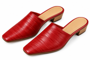 Tiana | Mules de Piel Punta Cuadrada
