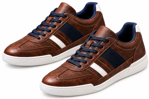 Alex | Tenis de Piel Estilo Retro con Franjas Deportivas