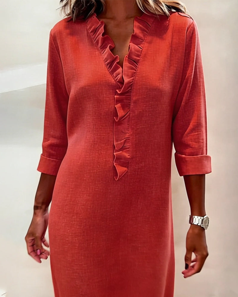 Asia | Vestido Elegante con Volantes – Corte Suelto y Estilo Femenino